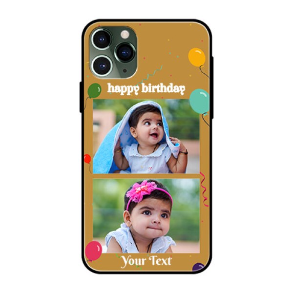 Apple iPhone 11 Pro Personalized Glass Phone Case - Image Holder with Birthday Celebrations Design Apple iPhone 11 Pro Personalized Glass Phone Case - Image Holder with Birthday Celebrations Design