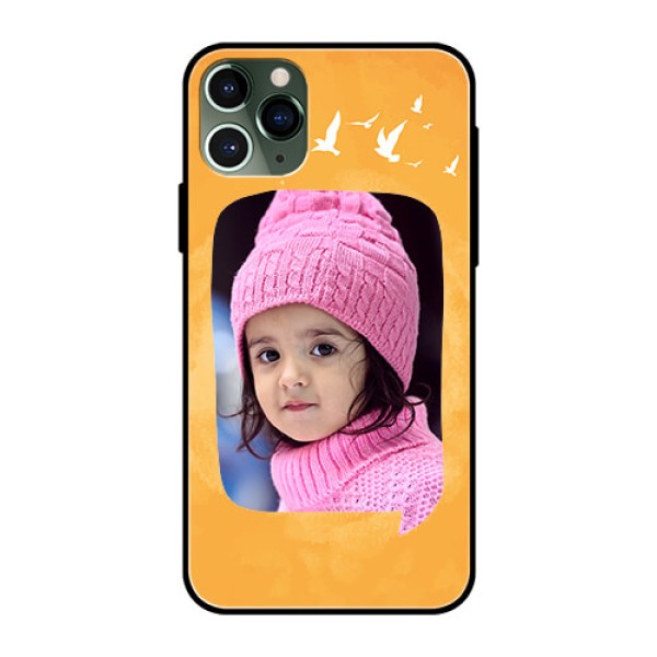 Apple iPhone 11 Pro Personalized Glass Phone Case - Water Color Design with Bird Icons Apple iPhone 11 Pro Personalized Glass Phone Case - Water Color Design with Bird Icons