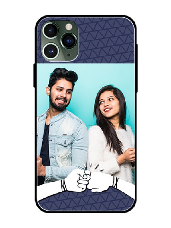 Custom Apple iPhone 11 Pro Photo Printing on Glass Case  - with Best Friends Design  