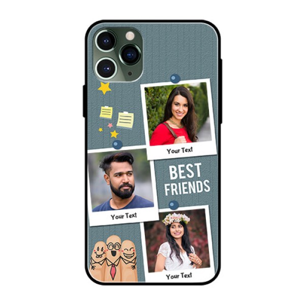 Apple iPhone 11 Pro Personalized Glass Phone Case - Sticky Frames and Friendship Design Apple iPhone 11 Pro Personalized Glass Phone Case - Sticky Frames and Friendship Design