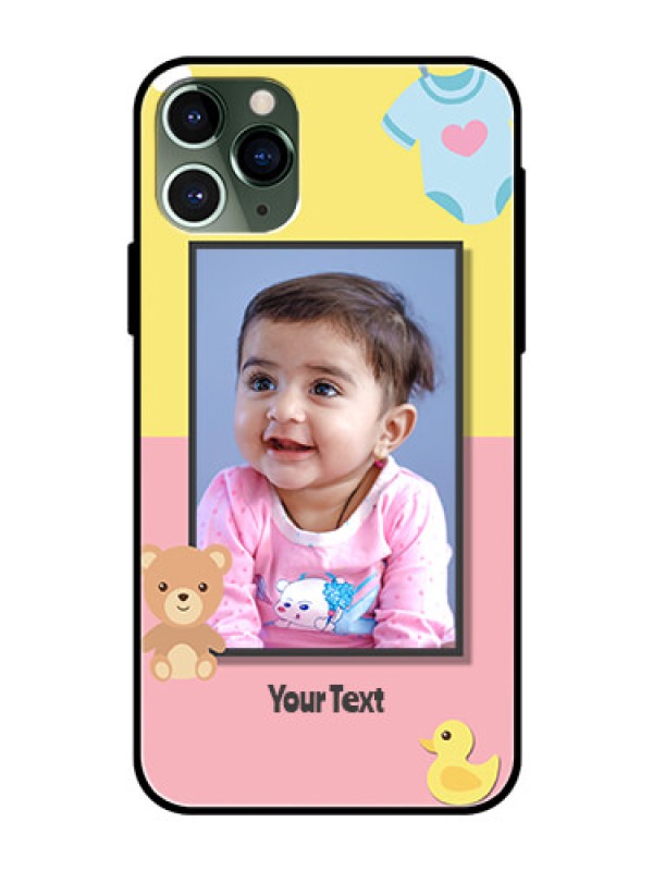Custom Apple iPhone 11 Pro Photo Printing on Glass Case  - Kids 2 Color Design