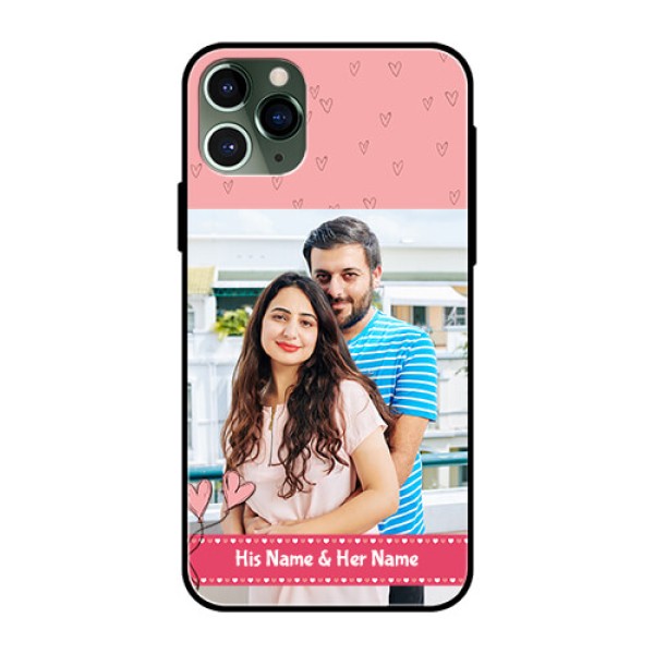 Apple iPhone 11 Pro Personalized Glass Phone Case - Love Design Peach Color Apple iPhone 11 Pro Personalized Glass Phone Case - Love Design Peach Color