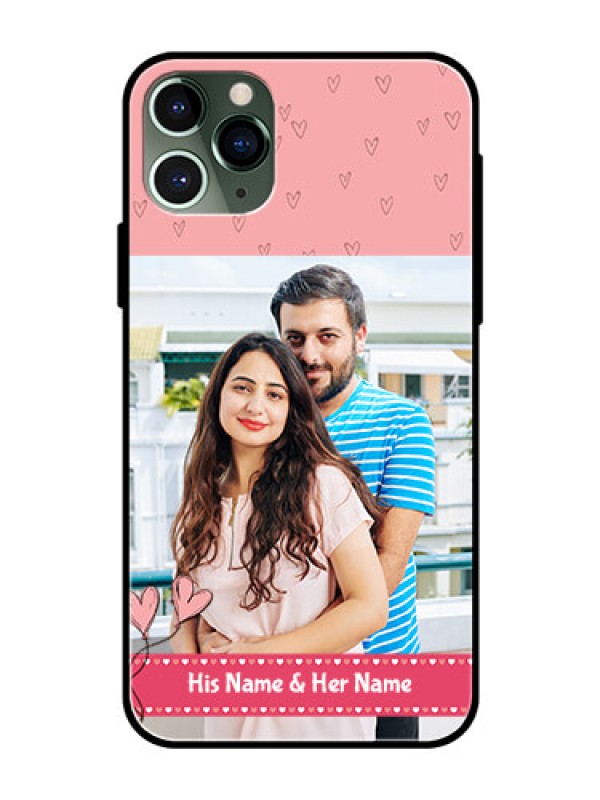 Custom Apple iPhone 11 Pro Personalized Glass Phone Case  - Love Design Peach Color