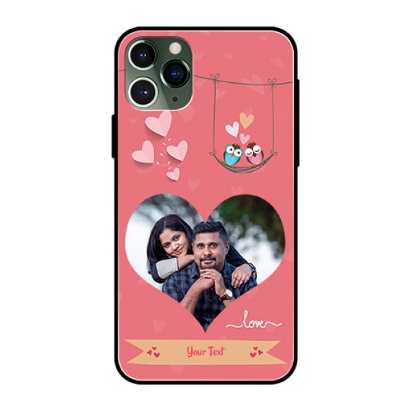 Apple iPhone 11 Pro Personalized Glass Phone Case - Peach Color Love Design Apple iPhone 11 Pro Personalized Glass Phone Case - Peach Color Love Design
