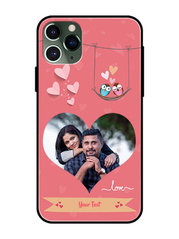 Custom Apple iPhone 11 Pro Personalized Glass Phone Case  - Peach Color Love Design 