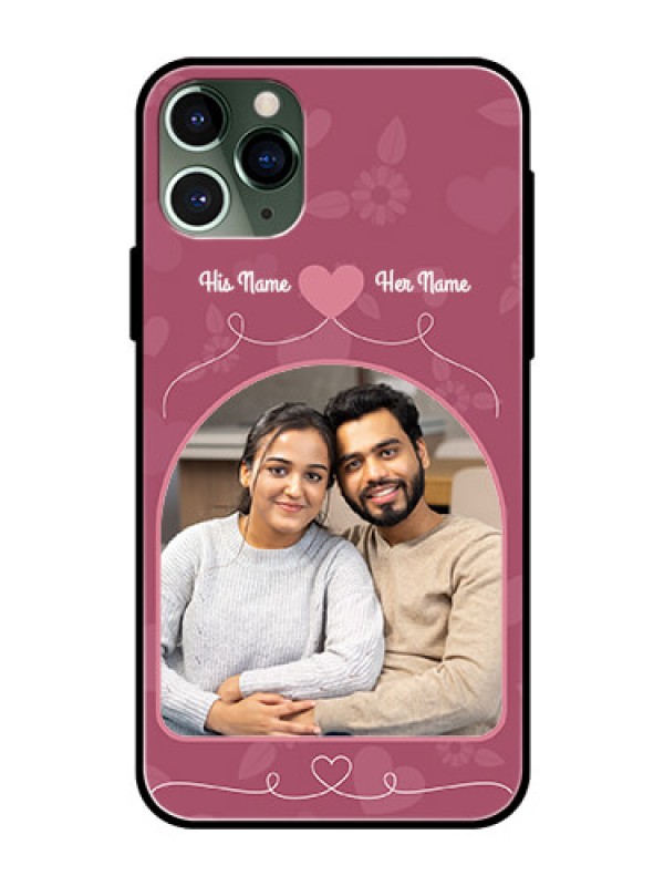 Custom Apple iPhone 11 Pro Photo Printing on Glass Case  - Love Floral Design