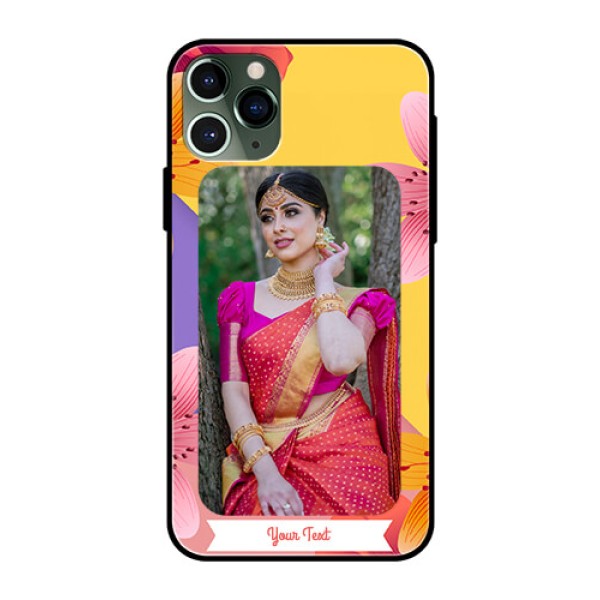 Apple iPhone 11 Pro Custom Glass Mobile Case  - 3 Image With Vintage Floral Design