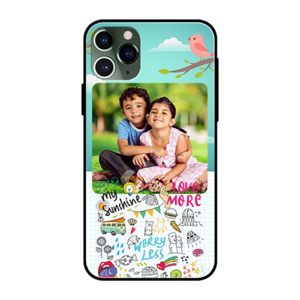 Apple iPhone 11 Pro Photo Printing on Glass Case  - Doodle love Design