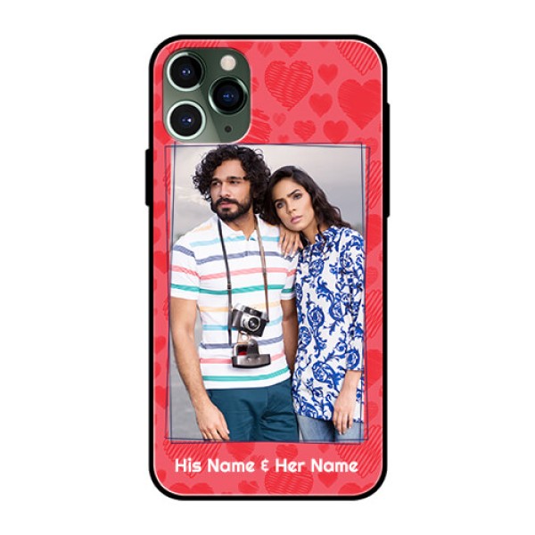 Apple iPhone 11 Pro Photo Printing on Glass Case - with Red Heart Symbols Design Apple iPhone 11 Pro Photo Printing on Glass Case - with Red Heart Symbols Design