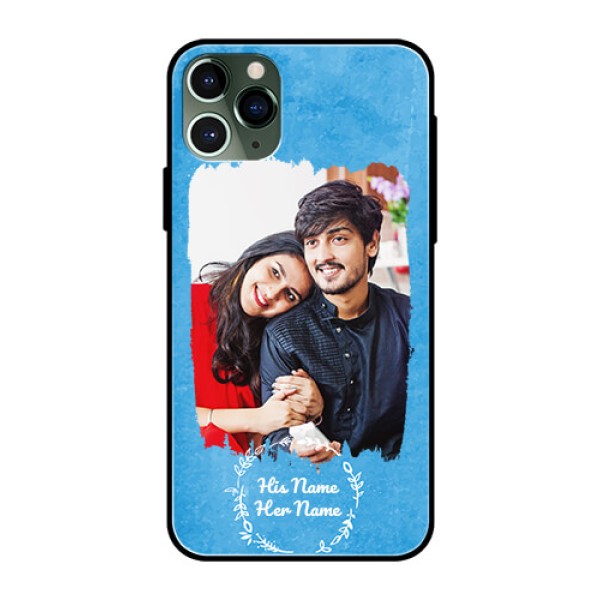 iPhone 11 Pro Custom Glass Phone Case - Blue Color Vintage Design iPhone 11 Pro Custom Glass Phone Case - Blue Color Vintage Design