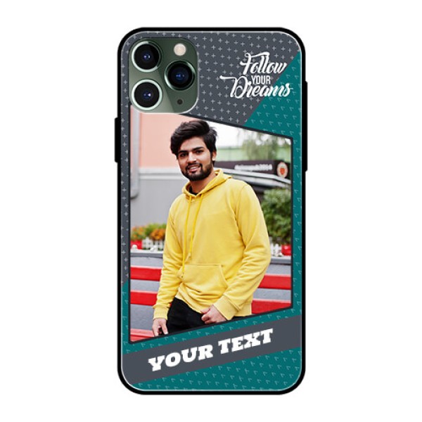 Apple iPhone 11 Pro Personalized Glass Phone Case - Background Pattern Design with Quote Apple iPhone 11 Pro Personalized Glass Phone Case - Background Pattern Design with Quote