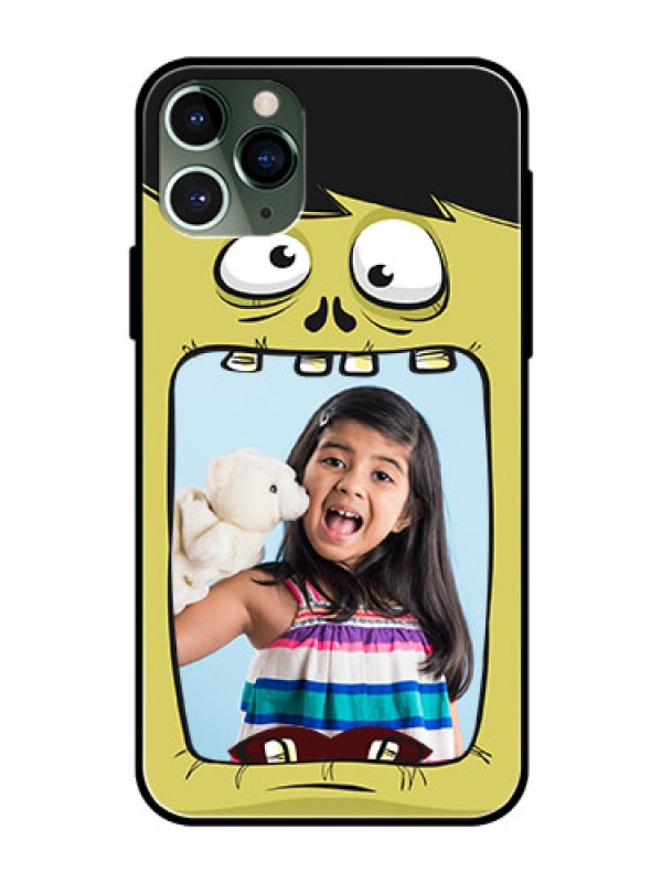 Custom Apple iPhone 11 Pro Personalized Glass Phone Case  - Cartoon monster back case Design