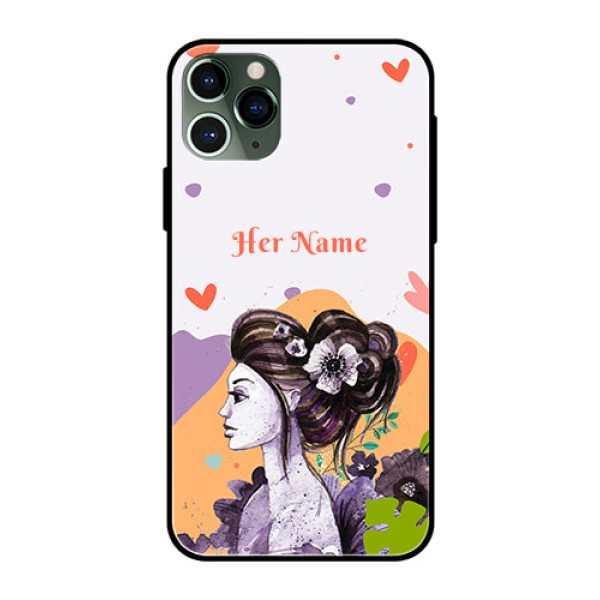 iPhone 11 Pro Personalized Glass Phone Case - Woman And Nature Design iPhone 11 Pro Personalized Glass Phone Case - Woman And Nature Design