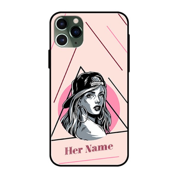 iPhone 11 Pro Personalized Glass Phone Case - Rockstar Girl Design iPhone 11 Pro Personalized Glass Phone Case - Rockstar Girl Design