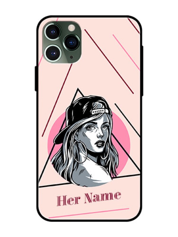 Custom iPhone 11 Pro Personalized Glass Phone Case - Rockstar Girl Design
