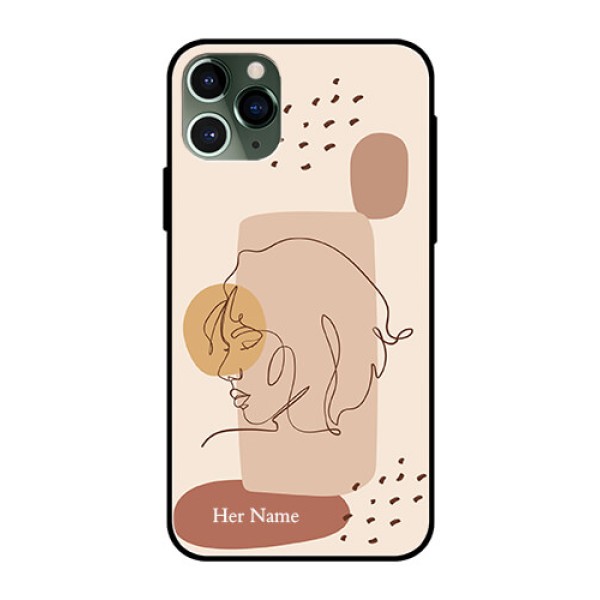 iPhone 11 Pro Photo Printing on Glass Case - Calm Woman line art Design iPhone 11 Pro Photo Printing on Glass Case - Calm Woman line art Design