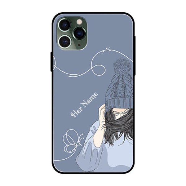 iPhone 11 Pro Custom Glass Mobile Case - Girl in winter outfit Design iPhone 11 Pro Custom Glass Mobile Case - Girl in winter outfit Design