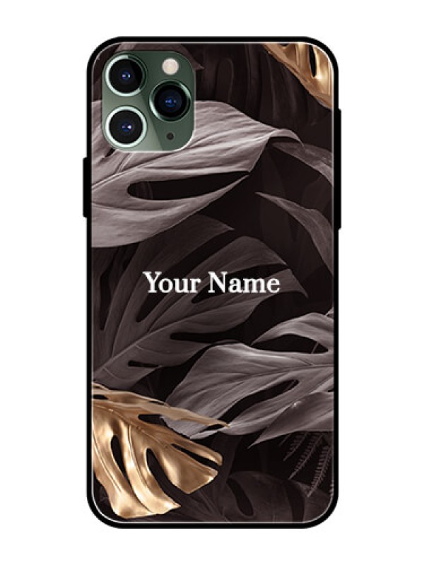 Custom iPhone 11 Pro Personalised Glass Phone Case - Wild Leaves digital paint Design