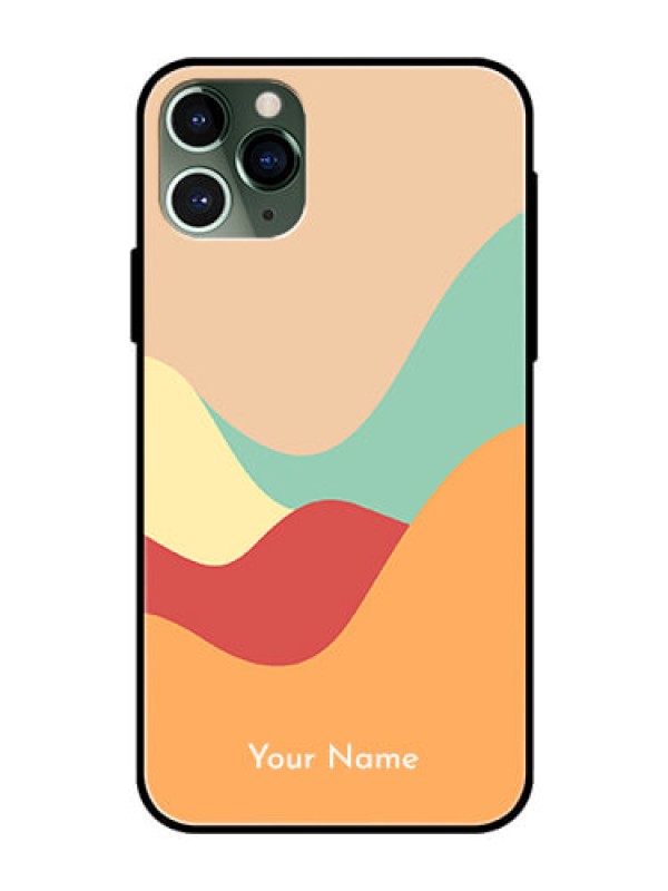 Custom iPhone 11 Pro Personalized Glass Phone Case - Ocean Waves Multi-colour Design