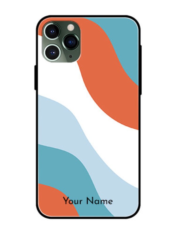 Custom iPhone 11 Pro Custom Glass Mobile Case - coloured Waves Design