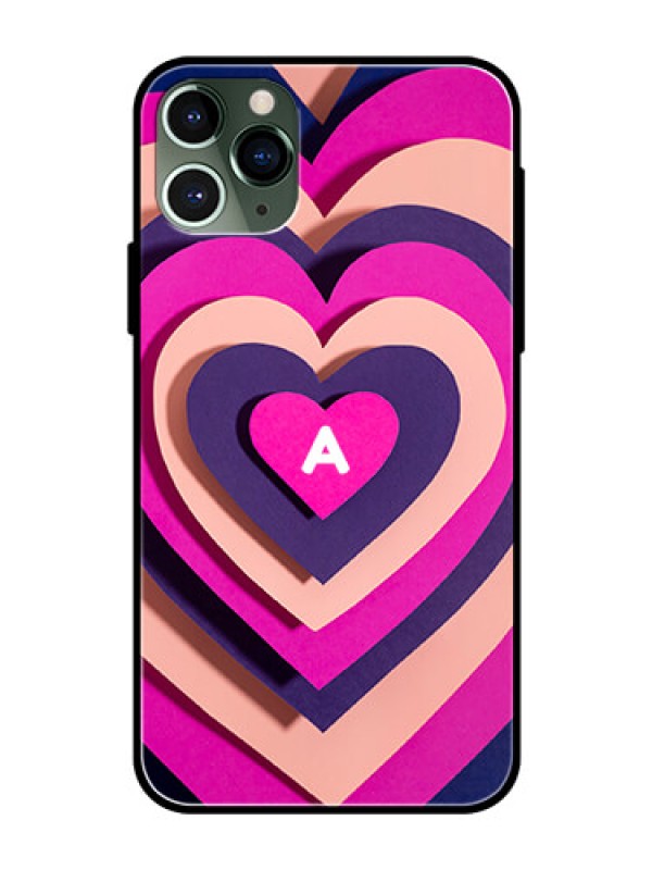 Custom iPhone 11 Pro Custom Glass Mobile Case - Cute Heart Pattern Design