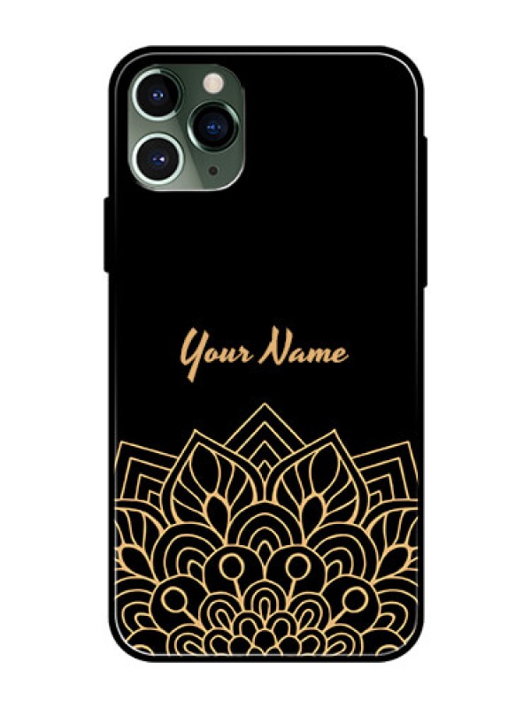 Custom iPhone 11 Pro Custom Glass Phone Case - Golden mandala Design