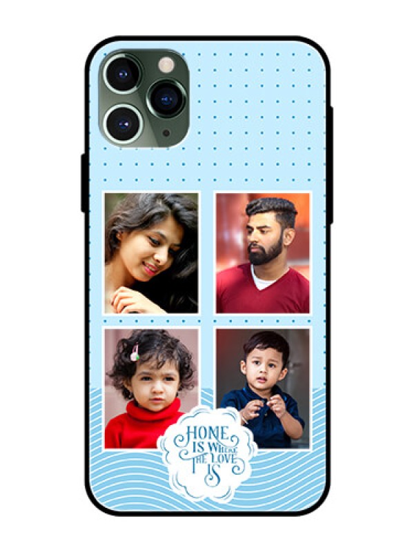 Custom iPhone 11 Pro Custom Glass Phone Case - Cute love quote with 4 pic upload Design