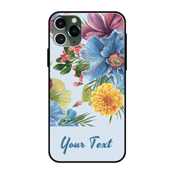 iPhone 11 Pro Custom Glass Mobile Case - Stunning Watercolored Flowers Painting Design iPhone 11 Pro Custom Glass Mobile Case - Stunning Watercolored Flowers Painting Design