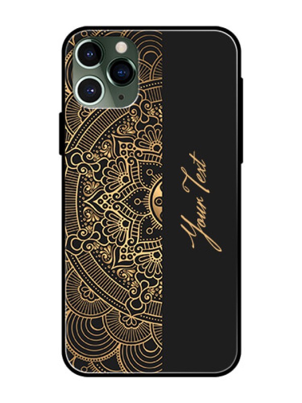 Custom iPhone 11 Pro Photo Printing on Glass Case - Mandala art with custom text Design