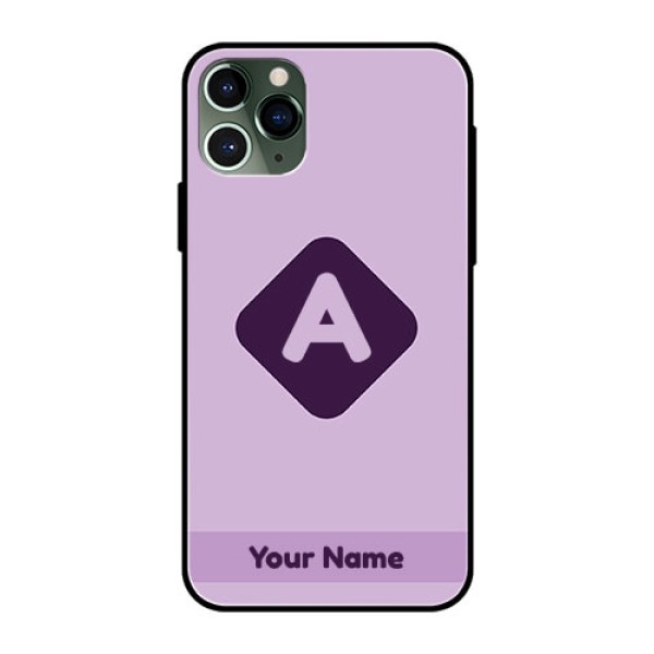 iPhone 11 Pro Custom Glass Mobile Case - Custom Letter in curved badge Design