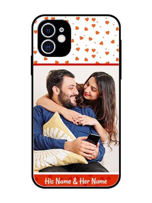 Custom Apple iPhone 11 Custom Glass Phone Case  - Orange Love Symbol Design