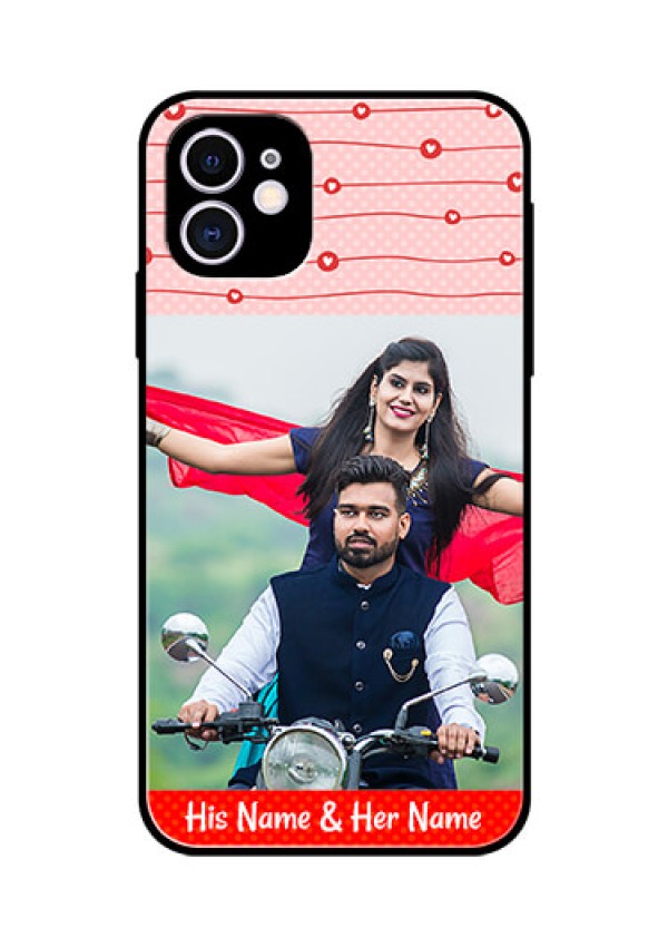 Apple iPhone 11 Personalized Glass Phone Case  - Red Pattern Case Design