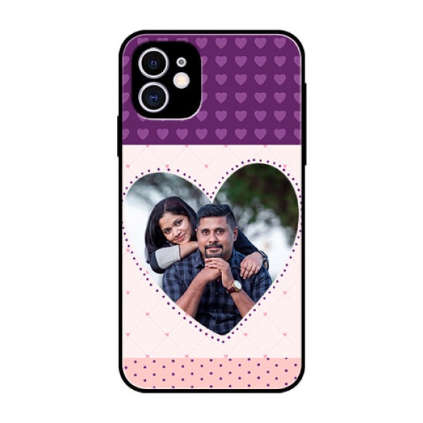 Apple iPhone 11 Custom Glass Phone Case  - Violet Love Dots Design