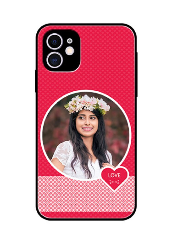 Apple iPhone 11 Personalised Glass Phone Case  - Pink Pattern Design