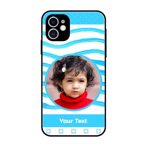 Apple iPhone 11 Custom Glass Phone Case  - Simple Blue Case Design