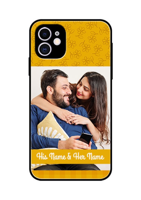 Apple iPhone 11 Custom Glass Mobile Case  - Yellow Floral Design