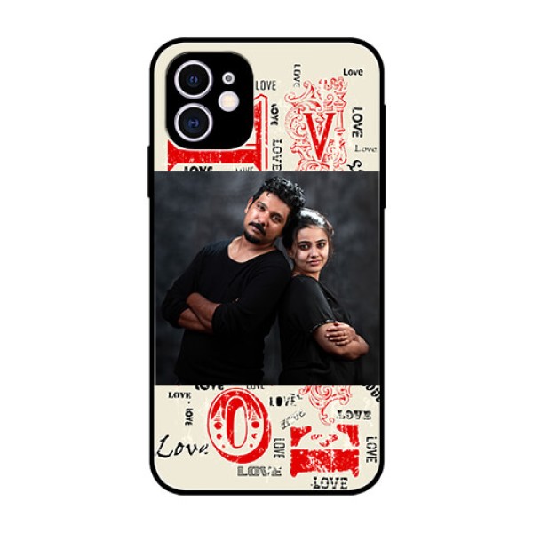 Apple iPhone 11 Photo Printing on Glass Case  - Trendy Love Design Case