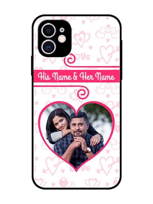 Custom Apple iPhone 11 Personalized Glass Phone Case  - Heart Shape Love Design