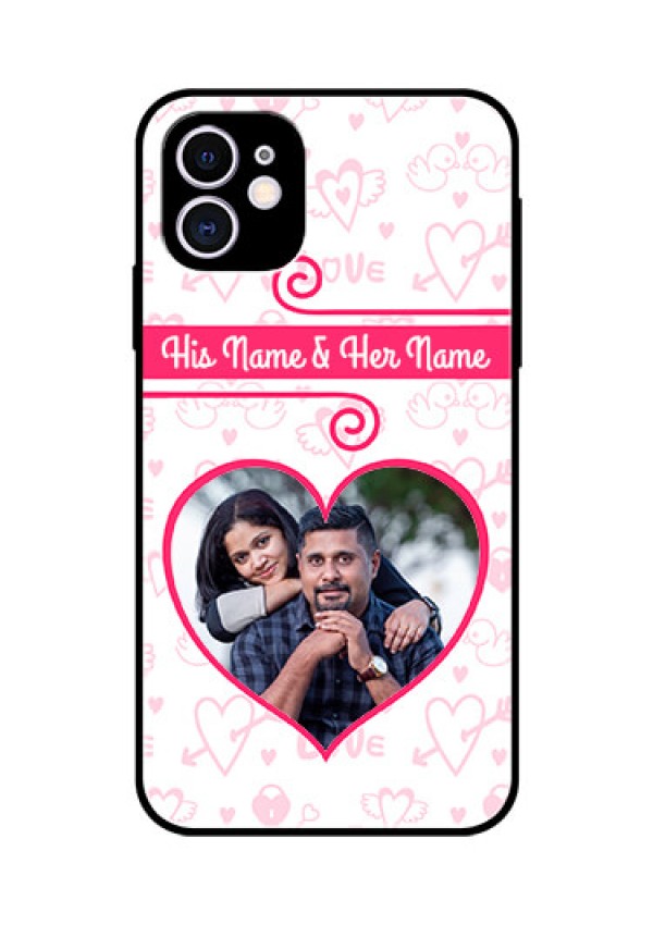 Apple iPhone 11 Personalized Glass Phone Case  - Heart Shape Love Design