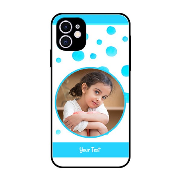 Apple iPhone 11 Photo Printing on Glass Case - Blue Bubbles Pattern Design Apple iPhone 11 Photo Printing on Glass Case - Blue Bubbles Pattern Design