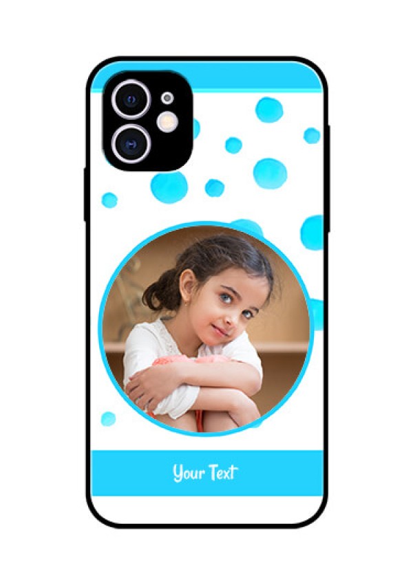 Apple iPhone 11 Photo Printing on Glass Case  - Blue Bubbles Pattern Design