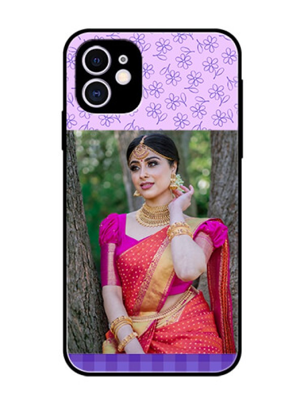 Custom Apple iPhone 11 Custom Glass Phone Case  - Purple Floral Design