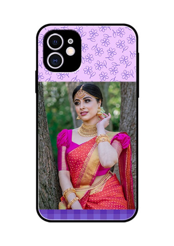 Apple iPhone 11 Custom Glass Phone Case  - Purple Floral Design