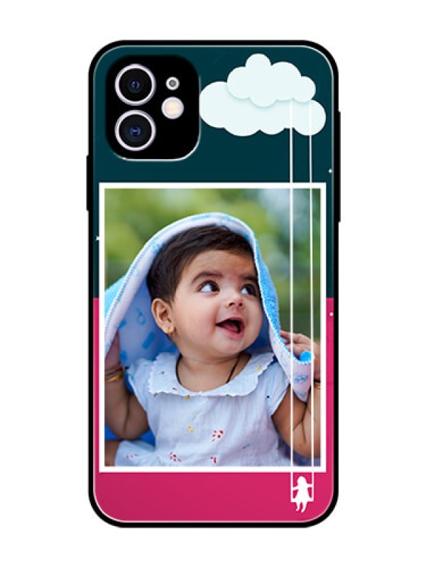 Custom Apple iPhone 11 Custom Glass Phone Case  - Cute Girl with Cloud Design