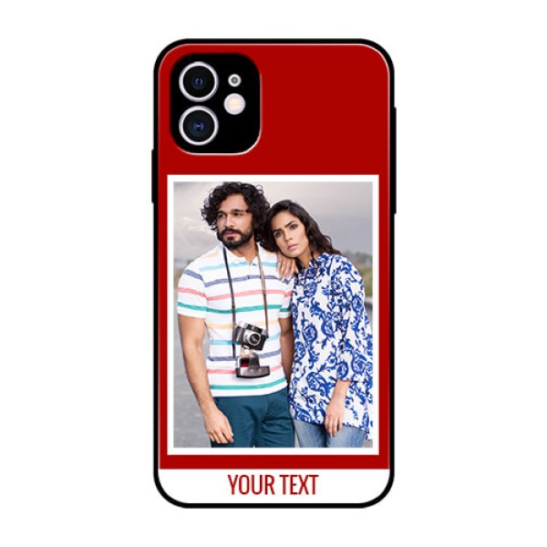 Apple iPhone 11 Personalized Glass Phone Case  - Simple Red Color Design