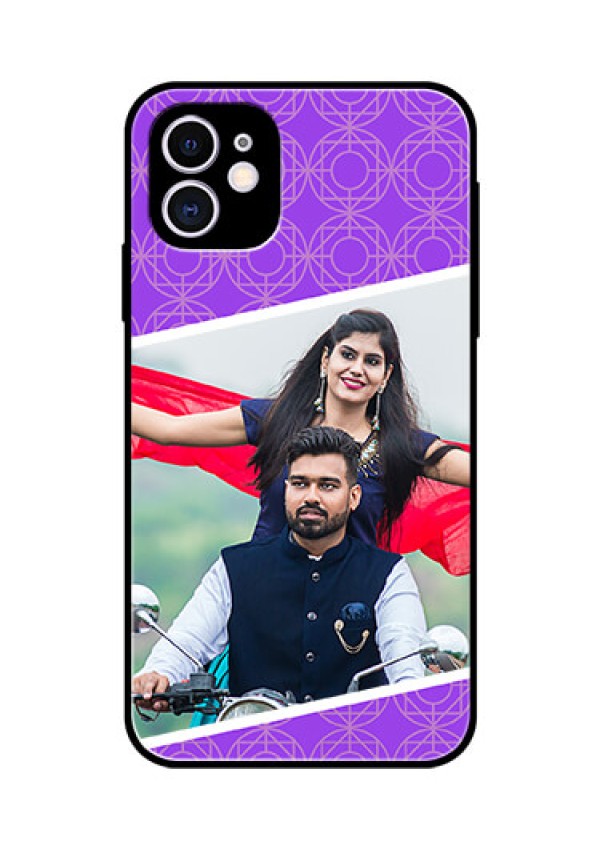 Apple iPhone 11 Custom Glass Phone Case  - Violet Pattern Design