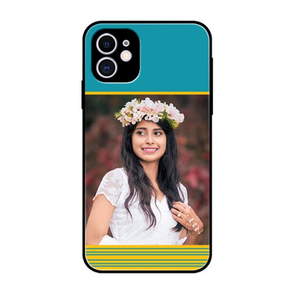 Apple iPhone 11 Custom Glass Phone Case - Yellow & Blue Design Apple iPhone 11 Custom Glass Phone Case - Yellow & Blue Design