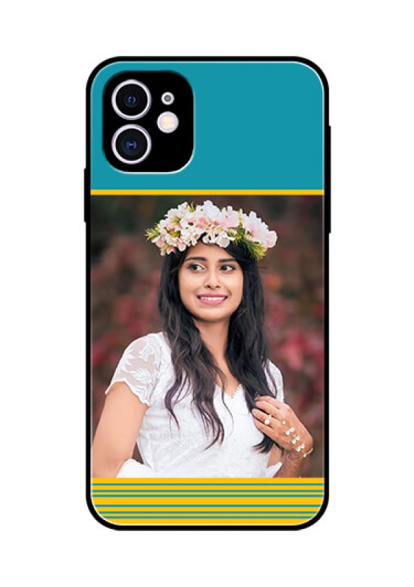 Apple iPhone 11 Custom Glass Phone Case  - Yellow & Blue Design 