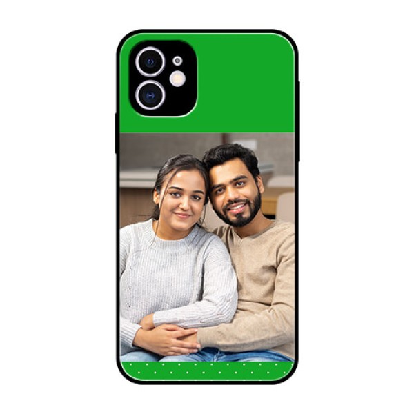Apple iPhone 11 Personalized Glass Phone Case - Green Pattern Design Apple iPhone 11 Personalized Glass Phone Case - Green Pattern Design