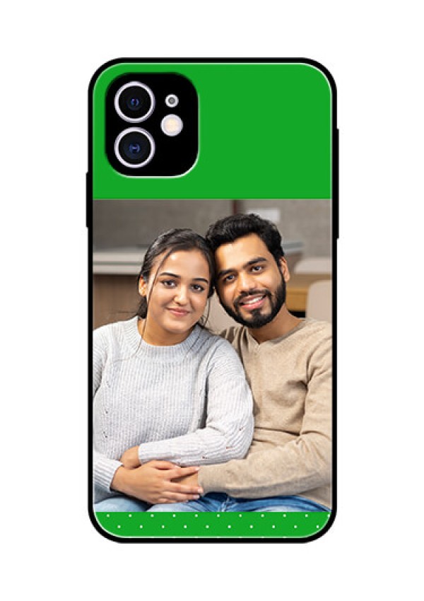 Apple iPhone 11 Personalized Glass Phone Case  - Green Pattern Design